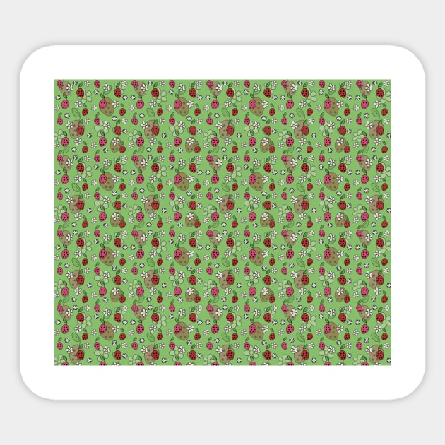 Green Strawberry Pattern Sticker by saradaboru